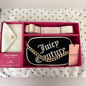 SOLD Juicy Couture Black and White Crossbody Bag with Gold Chain
